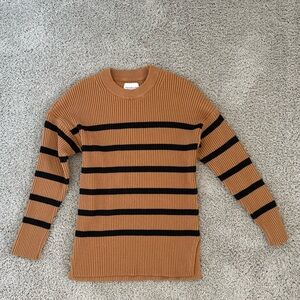 Abercrombie Striped Tan and Black Sweater